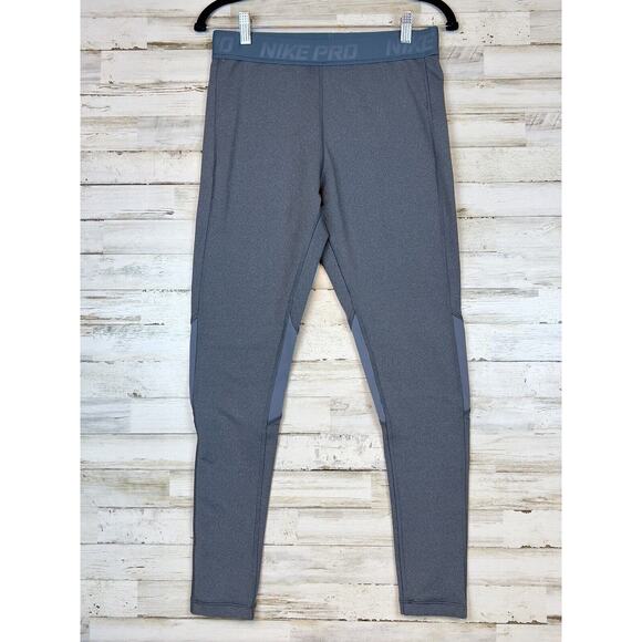 Nike Pro Dri Fit Compression Leggings Women's Large Gray Running Yoga Fitness - Picture 1 of 12